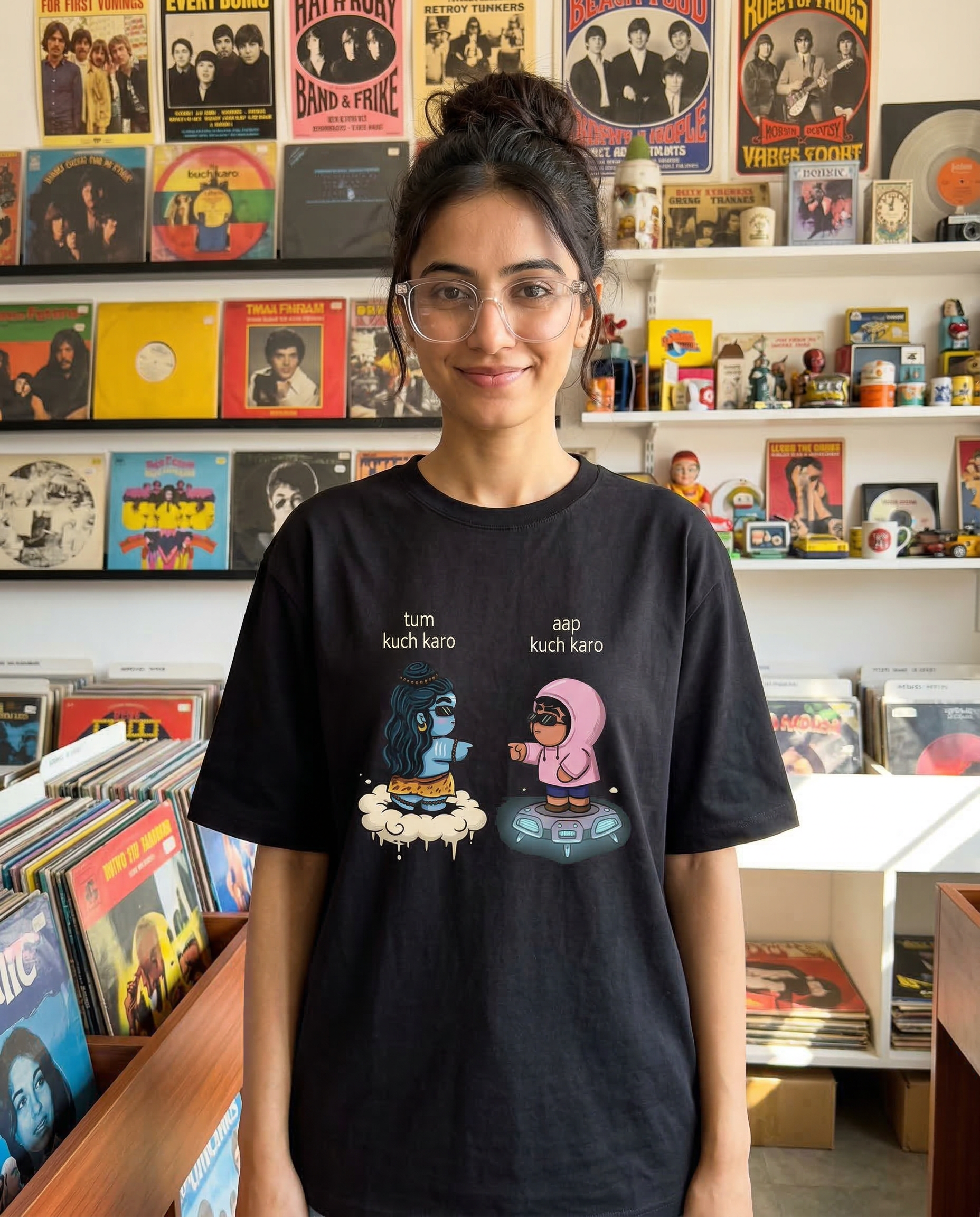 Street Life — record shop or thrift store, colourful vintage items be