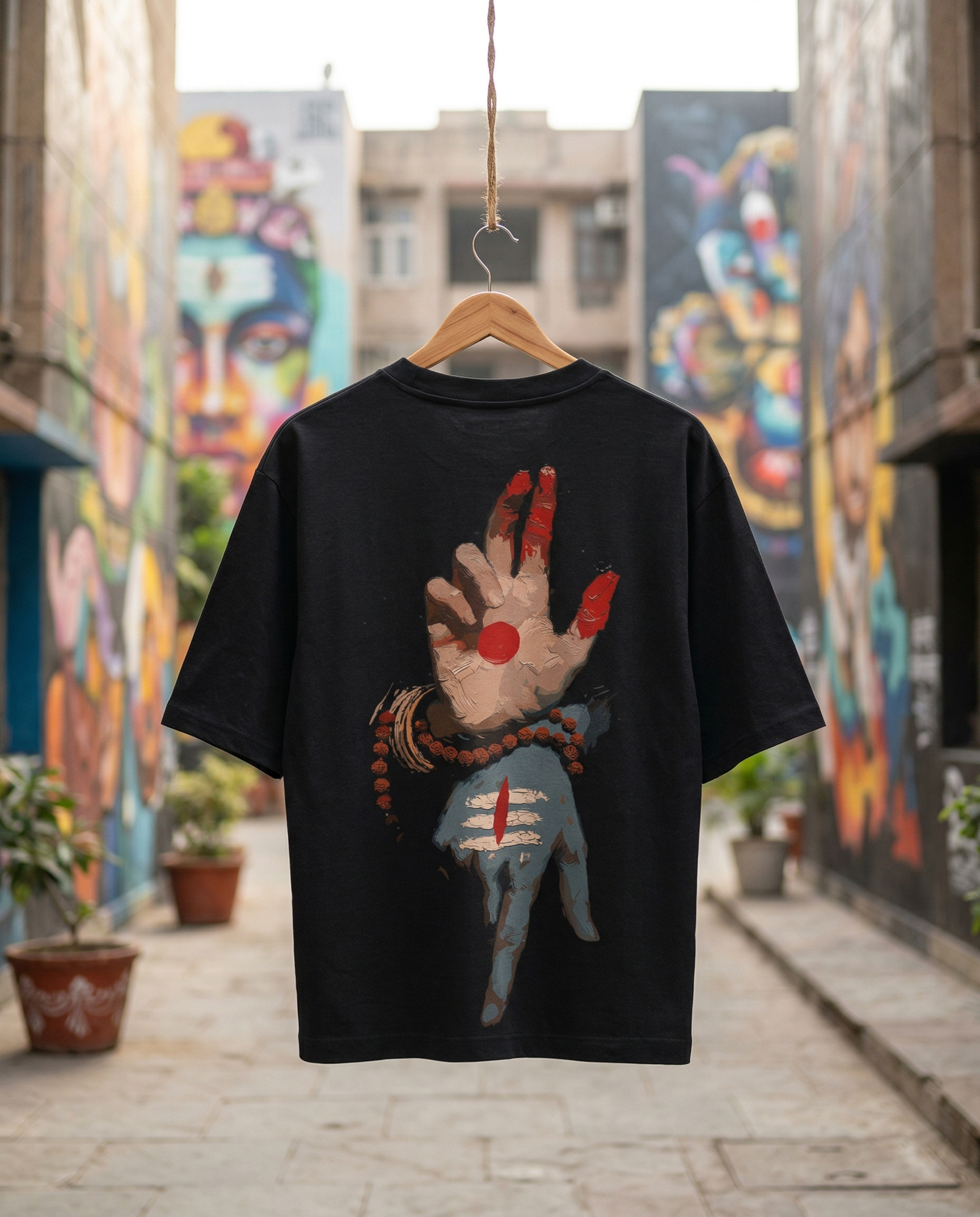 Hanger — suspended in a Delhi Lodhi Colony mural lane, giant art murals de